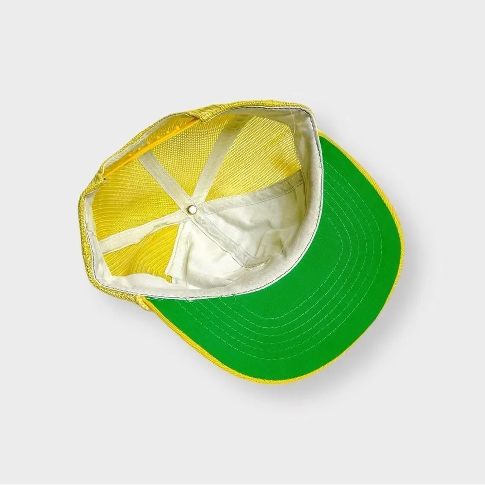 Vtg 80s Cat Diesel Power Trucker Snapback Hat Rope Brim Youngan Patch 70s 2 Tone